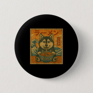 Badge Rond 5 Cm Drôle Kawaii Ramen Husky Nouilles Japonaises Husky