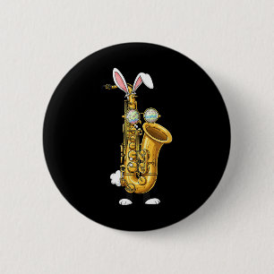 Badge Rond 5 Cm Drôle lapin saxophone Oeuf de Pâques Fête de Pâque