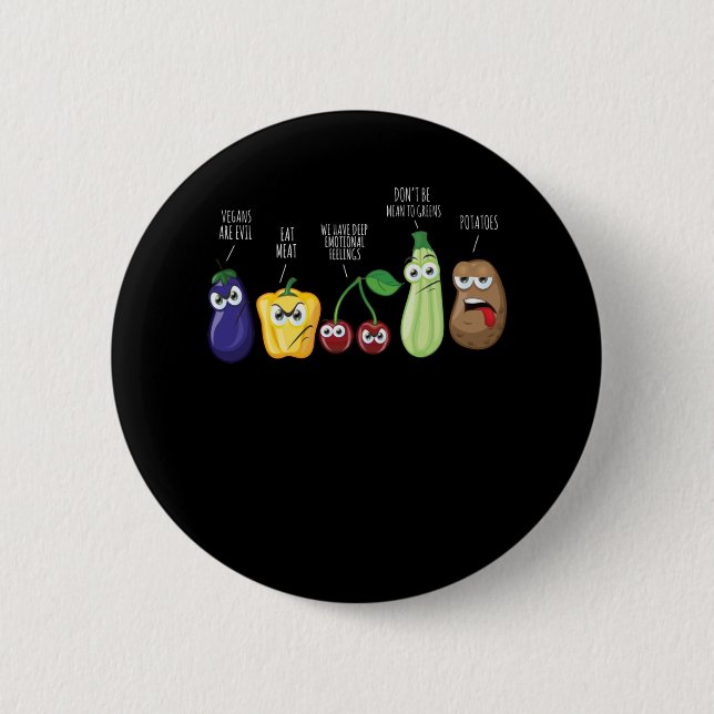 Badge Rond 5 Cm Drôle Légumes Humour Vegan Sarcastic Citation (Devant)
