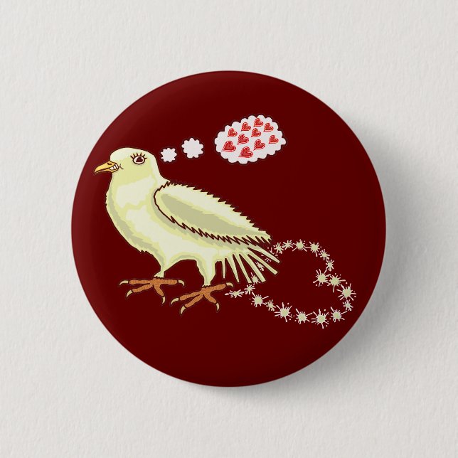 Badge Rond 5 Cm Drôle Lovebird Valentine's Day Dove (Devant)