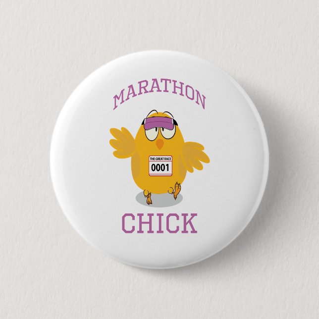 Badge Rond 5 Cm Drôle Marathon Chick (Devant)