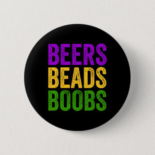 Badge Rond 5 Cm Drôle Mardi Gras Beers Beads Breast Teast New Orle