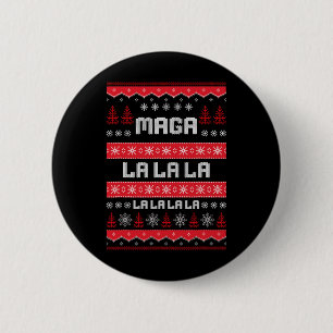 Badge Rond 5 Cm Drôle Mega-la-la-la Donald Trump Sweater de Noël