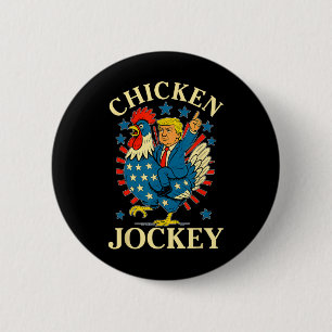 Badge Rond 5 Cm Drôle Mème Jockey de poulet