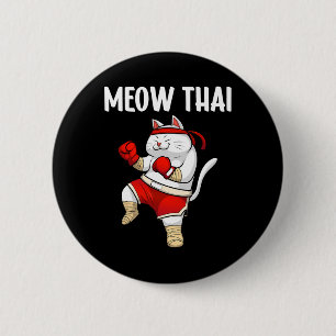 Badge Rond 5 Cm Drôle Meow Thai Design Pour Hommes Femmes Muay Tha