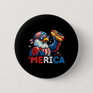 Badge Rond 5 Cm Drôle Merica Aigle américain Hotdog Patriotique 4