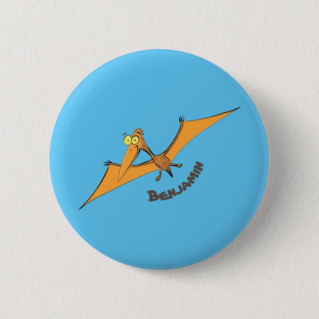 Badge Rond 5 Cm Drôle mignon dessin animé de pterodactyle volant o (Devant)