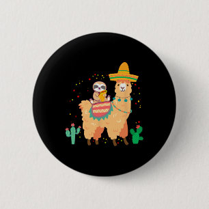 Badge Rond 5 Cm Drôle Mignonne Sloth Et Llama Avec Taco Et Mexicai