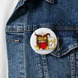 Badge Rond 5 Cm Drôle Morning Cranky Owl