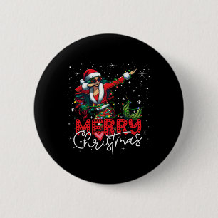 Badge Rond 5 Cm Drôle Noël Dabbing Mermaid Santa Claus Joyeux Chri