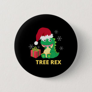 Badge Rond 5 Cm Drôle Noël Dinosaur Arbre Rex