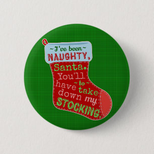 Badge Rond 5 Cm Drôle Noël Naughty Santa Claus Plaisanter