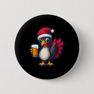 Badge Rond 5 Cm Drôle Noël Turquie animal avec bande dessinée de b