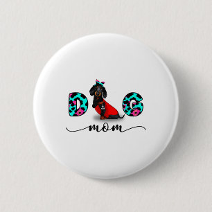 Badge Rond 5 Cm Drôle noir Dachshund Tattoo Je t'aime Chien Maman