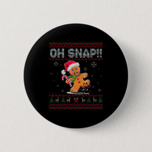 Badge Rond 5 Cm Drôle Oh Snap Pain d'épice Noël déguisement laid W