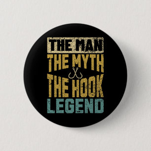 Badge Rond 5 Cm Drôle Papa Pêche Homme Mythe Hook Légende Pêcheur