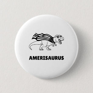 Badge Rond 5 Cm Drôle Patriot Dinosaur avec nous Drapeau Cadeau Ho