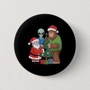 Badge Rond 5 Cm Drôle Père Noël Bigfoot Alien Décor Noël Tre