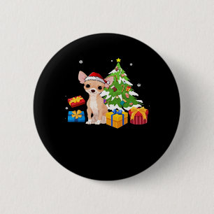 Badge Rond 5 Cm Drôle Père Noël Chihuahua Chien Cadeaux d'arbre de