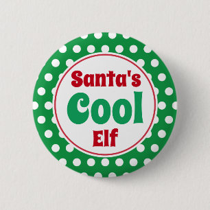 Badge Rond 5 Cm Drôle Père Noël Cool Elf Christmas Button Pin