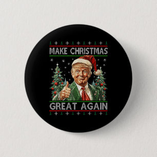Badge Rond 5 Cm Drôle Père Noël Trump Rendre sa grandeur à Noël