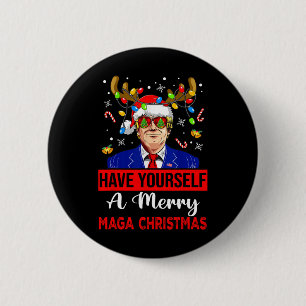 Badge Rond 5 Cm Drôle Père Noël Trump S'Est Joyeux Noël