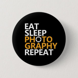 Badge Rond 5 Cm Drôle Photographe Mange Sommeil Photographie Répét