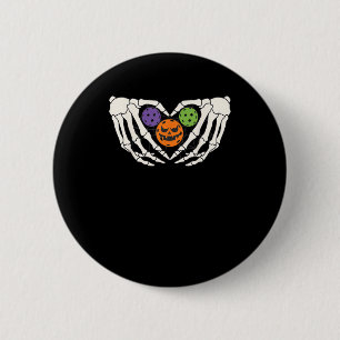 Badge Rond 5 Cm Drôle Pickle Halloween Squelette Mains Coeur Pumpk
