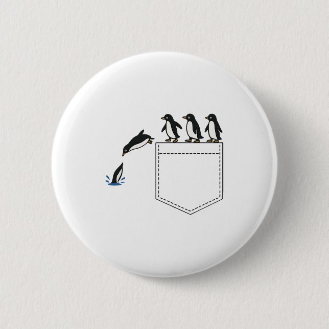 Badge Rond 5 Cm Drôle Pocket Pocket Cute Plongée Pingouin Tee Anim (Devant)