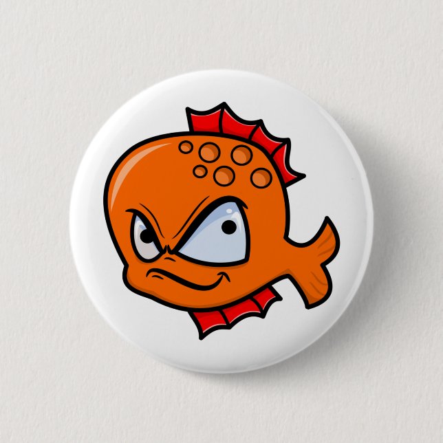 Badge Rond 5 Cm Drôle poisson rouge en colère (Devant)