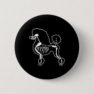 Badge Rond 5 Cm Drôle Poodle Chien Squelette Halloween Doodle Chie