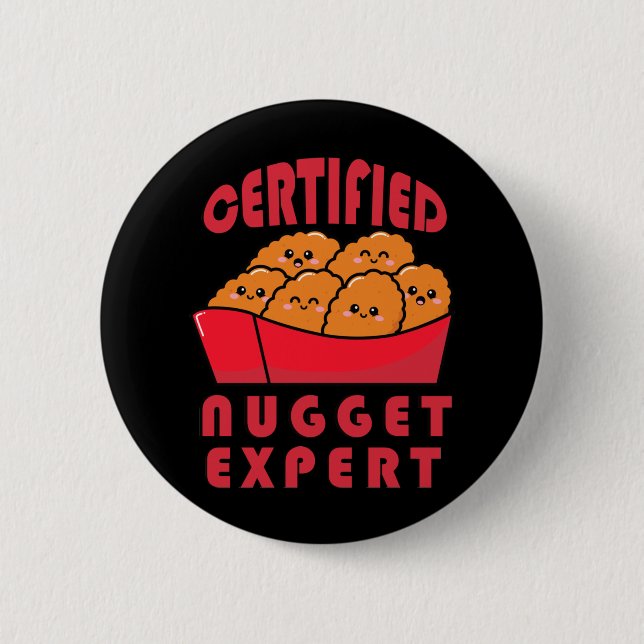 Badge Rond 5 Cm Drôle Poulet Nugget Expert Nug Life (Devant)