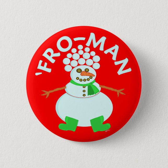 Badge Rond 5 Cm Drôle 'pour Noël de bonhomme de neige (Devant)