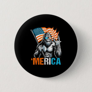 Badge Rond 5 Cm Drôle Punk Rock Sasquatch Bigfoot Us Drapeau Meric