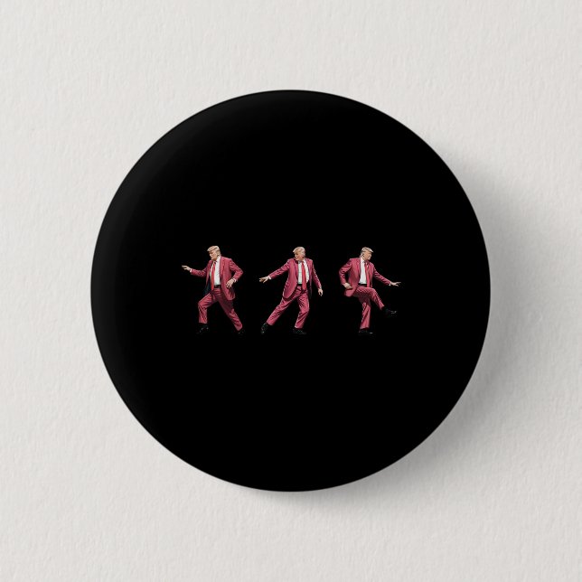 Badge Rond 5 Cm Drôle Qr Trump Danse Code Deux Côtés  (Devant)