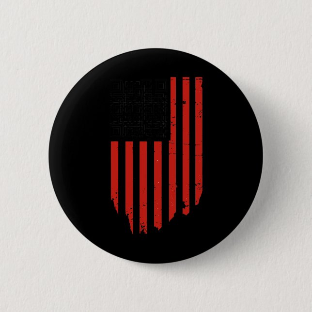 Badge Rond 5 Cm Drôle Qr Trump Danser Code Danse Rouge Et Blanc (Devant)