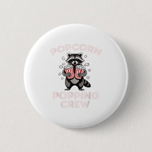 Badge Rond 5 Cm Drôle Raccoon Popcorn Écran Popcorn Hommes