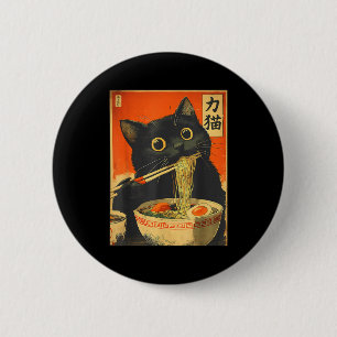 Badge Rond 5 Cm Drôle Rétro Anime Chat Ramen Chat Japonais Graphiq