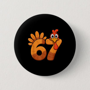 Badge Rond 5 Cm Drôle Rétro Six Sept 6 7 Mème Action de Grâce Dind