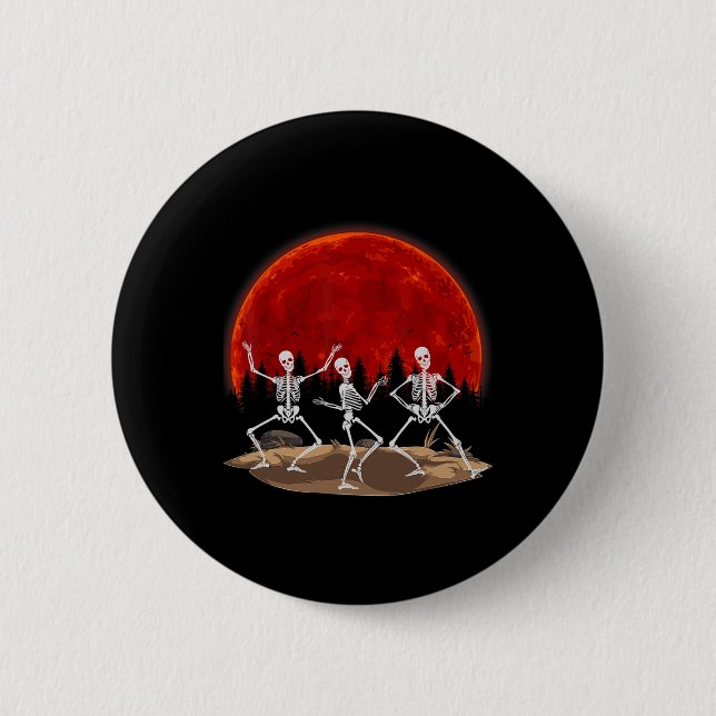 Badge Rond 5 Cm Drôle Rocker Skeleton Roche Main Sur Costume Hallo (Devant)