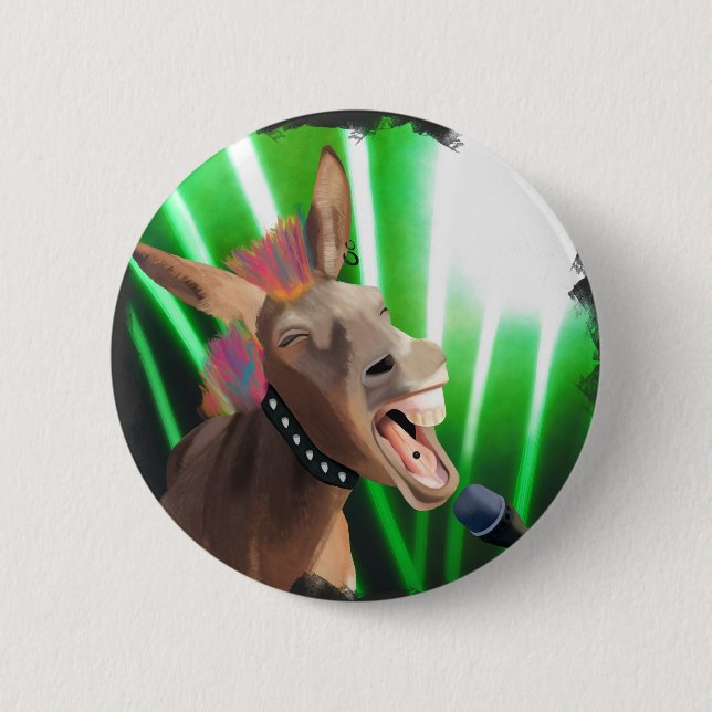 Badge Rond 5 Cm Drôle Rockstar Donkey (Devant)
