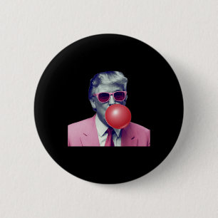 Badge Rond 5 Cm Drôle Rose Donald Trump Bubble Gum Yum Tee