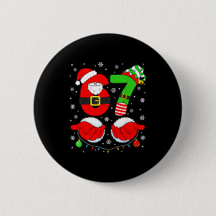 Badge Rond 5 Cm Drôle Six Sept 67 Mème 6 7 Elf Santa Noël Pa