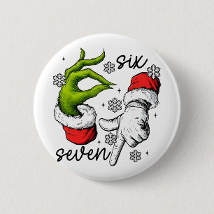 Badge Rond 5 Cm Drôle Six Sept 67 Mème 6 7 Main de lutin de Noël G