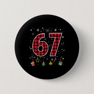 Badge Rond 5 Cm Drôle Six Sept 6 7 Mème 67 Noël Carreaux Rouges Xm