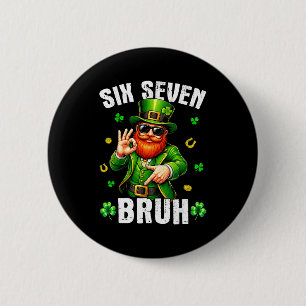 Badge Rond 5 Cm Drôle six sept 6 7 mème lutin st patricks da