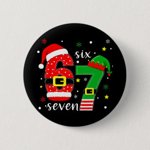 Badge Rond 5 Cm Drôle Six Sept 6 7 Mème Noël 67 Numéro Xmas