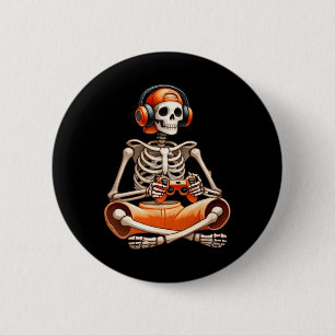 Badge Rond 5 Cm Drôle Skeleton jeu vidéo Halloween jeu Gamer B