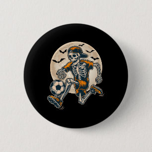 Badge Rond 5 Cm Drôle Skeleton Soccer Hommes Garçons Enfants Hallo