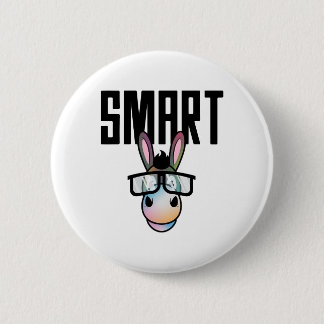 Badge Rond 5 Cm Drôle Smart Donkey Équitation équitation équitatio (Devant)